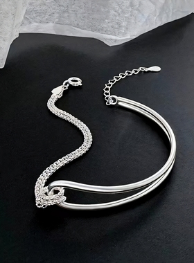 打结手链女几何圆弧手镯链女时尚韩版简约气质链条优雅饰品送女友