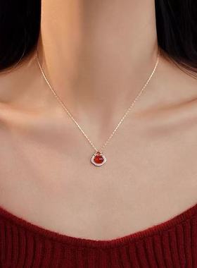 福锁项链女款2025新款爆款蛇本命年锁骨链新年红色毛衣链小众设计