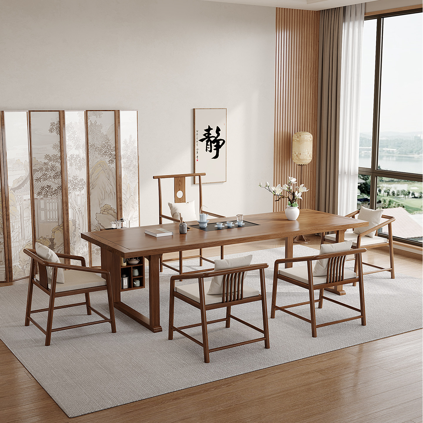 实木茶桌椅组合新中式家用大板茶台茶盘一体办公室禅意泡茶喝茶桌,淘宝优惠券,粉丝福利购,淘宝优惠卷