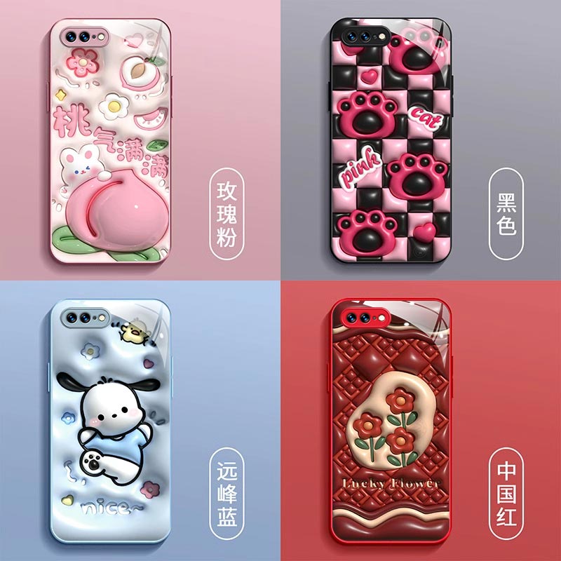 适用苹果8plus手机壳iph0ne7plus卡通立体3D感a1661金属漆玻璃5.5寸女款iphone8pus库洛米可爱牛油果全包时尚 - 图3