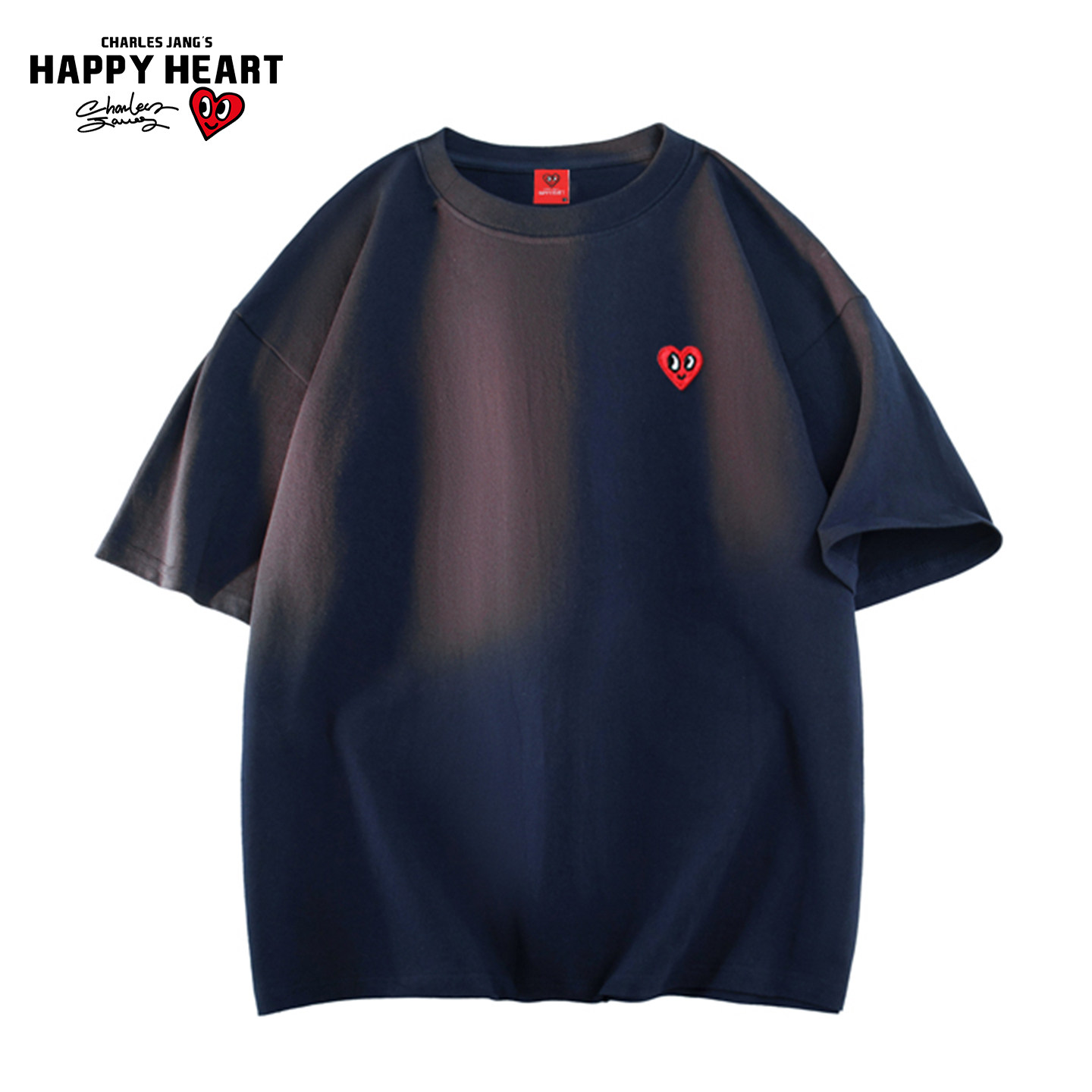 查尔斯桃心美式纯棉cleanfit短袖t恤男夏季2026新款潮牌情侣上衣T