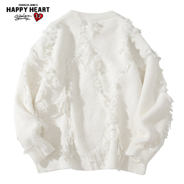 Charles Peach Heart Love Round Collar Sweater