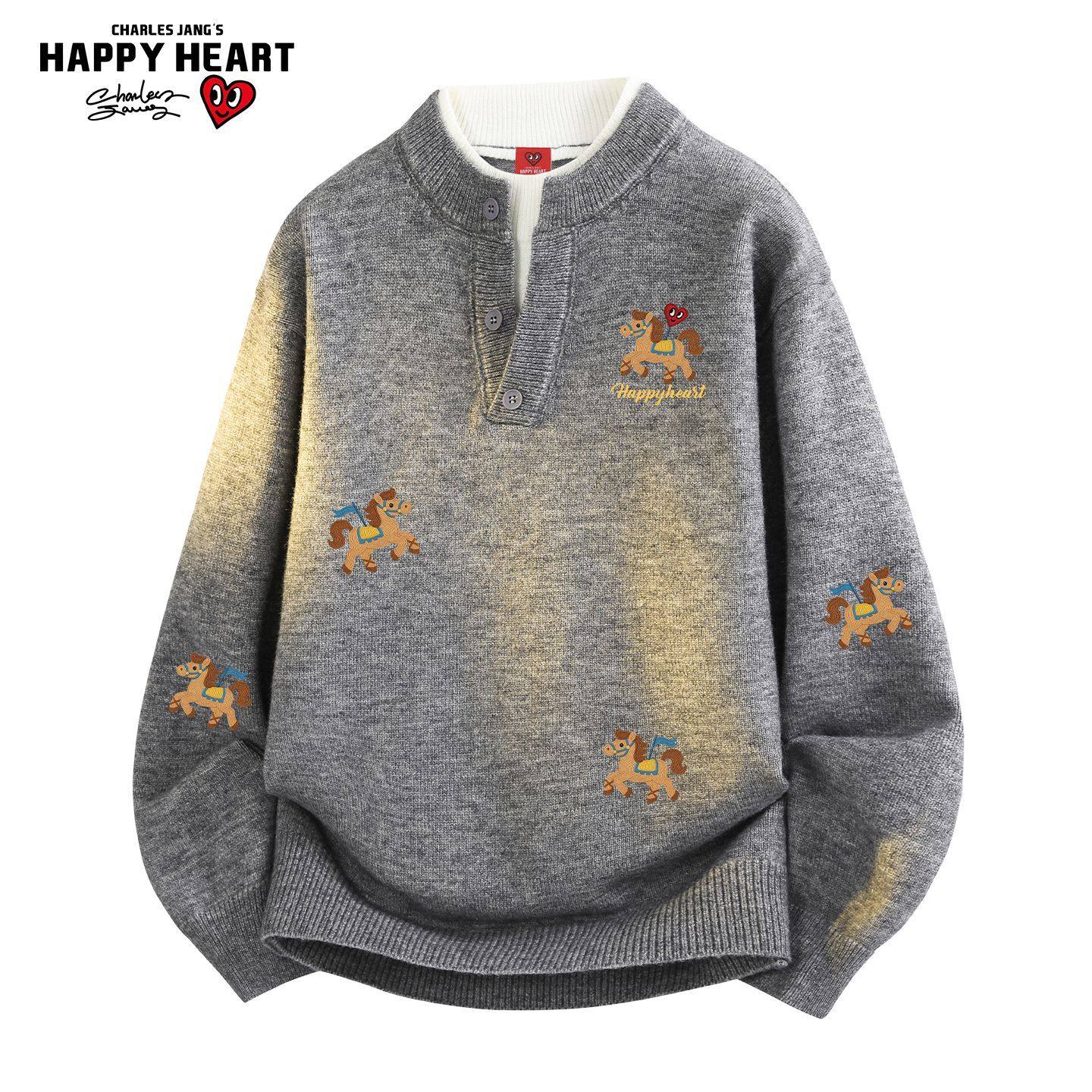 查尔斯桃心马年2026新款冬季毛衣男女保暖加厚宽松休闲情侣针织衫,淘宝优惠券,粉丝福利购,淘宝优惠卷