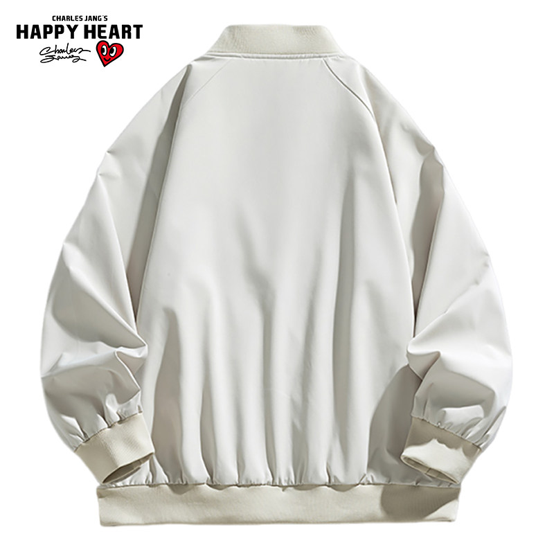 查尔斯桃心美式纸盒人勇士动漫印花棒球服夹克男秋冬男生高街外套