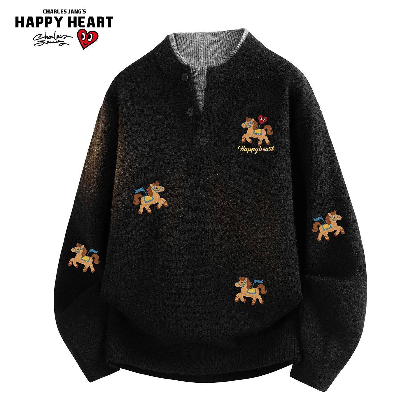 查尔斯桃心马年2026新款冬季毛衣男女保暖加厚宽松休闲情侣针织衫,淘宝优惠券,粉丝福利购,淘宝优惠卷