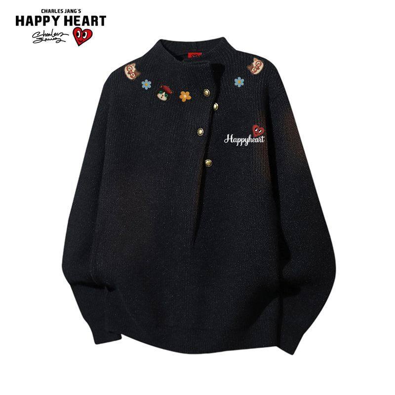 查尔斯桃心马年小猫半高领毛衣男女冬季2026新款红色情侣针织衫潮,淘宝优惠券,粉丝福利购,淘宝优惠卷