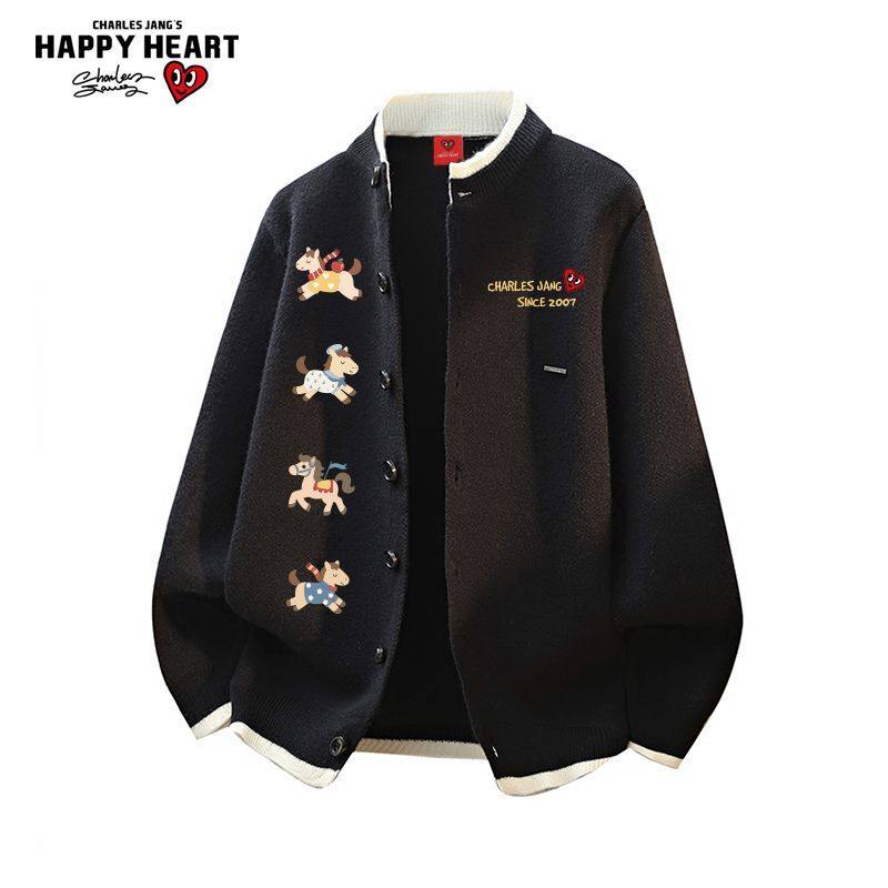 查尔斯桃心马年2026新款冬季男女针织衫外套休闲宽松情侣慵懒毛衣,淘宝优惠券,粉丝福利购,淘宝优惠卷