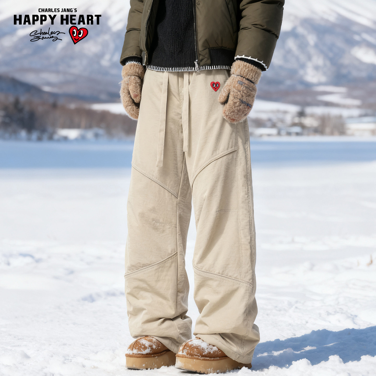 查尔斯桃心美式解构冲锋羽绒裤男冬季加厚保暖宽松阔腿休闲长裤子,淘宝优惠券,粉丝福利购,淘宝优惠卷