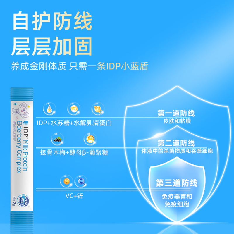澳乐乳IDP小蓝盾乳铁蛋白2G*30澳洲含儿童免疫球蛋白正品旗舰店