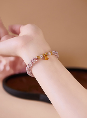 纯银莲蓬天然白水晶串珠手链女新中式小众高级感手串饰品送女朋友