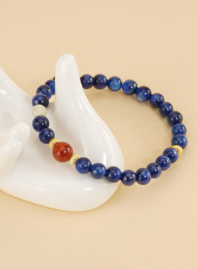 天然蓝晶石手串女S925纯银新中式国潮文玩玛瑙手串精致高级感手链