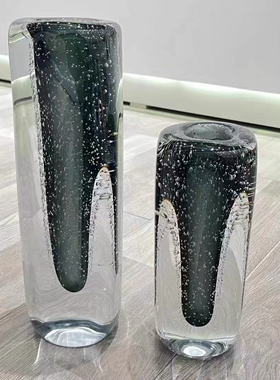 现代轻奢高级感厚重手工琉璃花瓶水培插花 样板间售楼处 客厅茶几