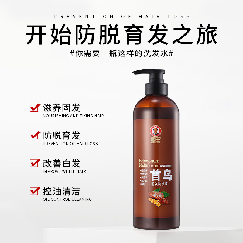 霸王首乌套装女改善毛躁黑发护发素 姜虎居家日用洗发水
