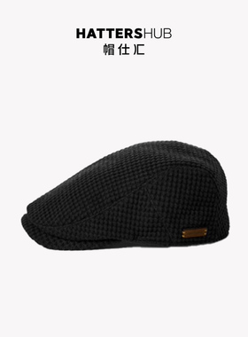 鸭舌帽男冬天华夫格复古英伦休闲