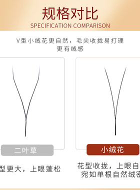 小绒花睫毛嫁接V型单层Y型yy假睫毛单根圆毛加密二叶草美睫店专用
