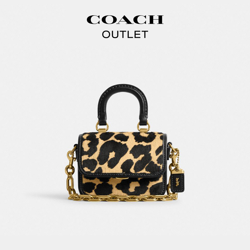 COACH/蔻驰奥莱女士豹纹印花ROGUE 12号迷你顶部手柄手袋 - 图0