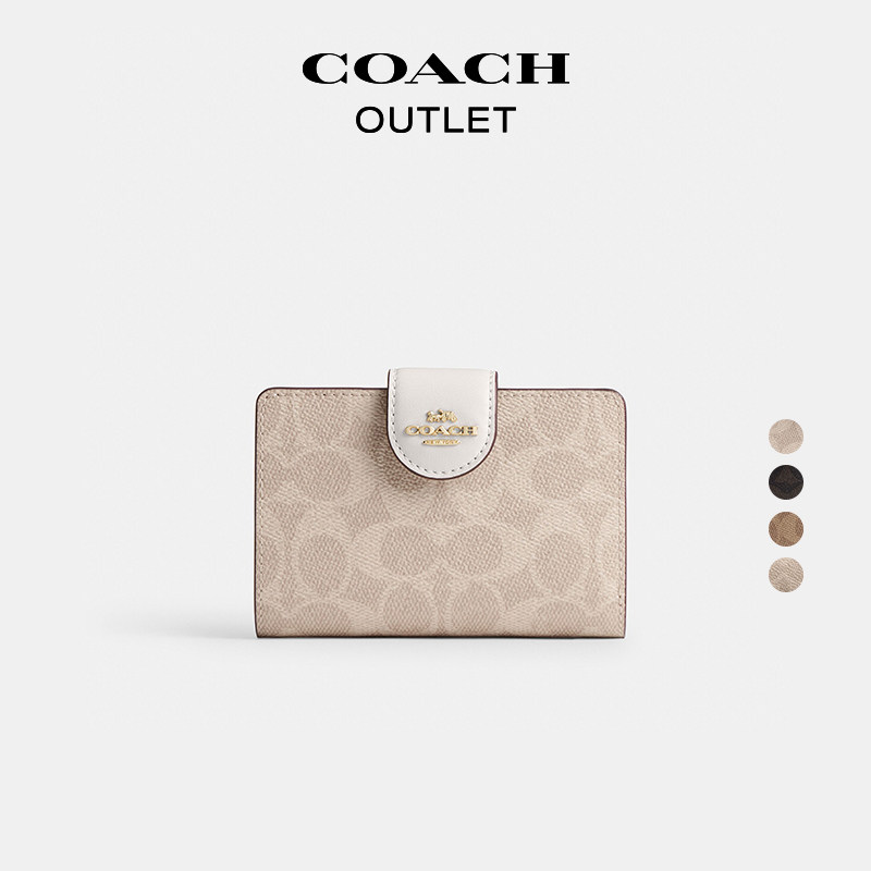 Coach Outlet Women's Presbyopia Medium Horn Zipper Wallet ID Bag Card Holder Coin Purse Portable