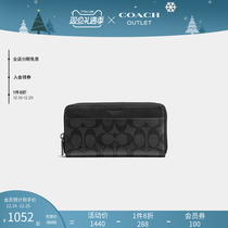 (Christmas Presents) COACH Coco Aulay mens classic logo Canvas Organ Pleat Wallet