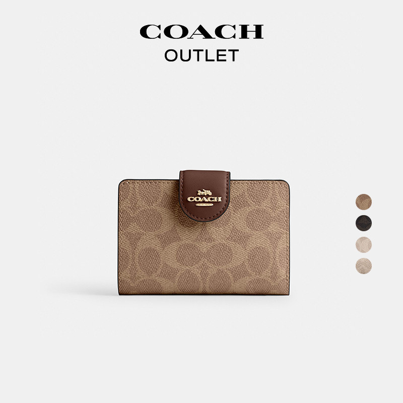 Coach Outlet Women's Presbyopia Medium Horn Zipper Wallet ID Bag Card Holder Coin Purse Portable
