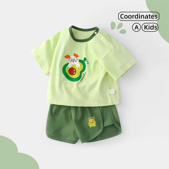 女童夏季套装薄款宝宝短袖纯棉婴儿衣服夏日套装男童夏装洋气新款