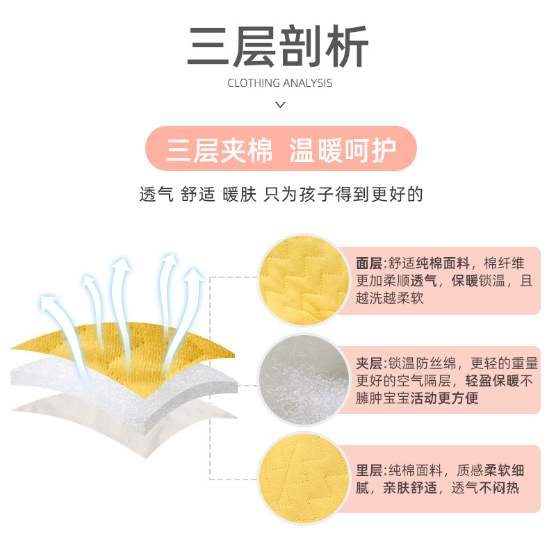 宝宝秋冬夹棉秋装外出新生儿睡衣 欢咪乐连身衣/爬服/哈衣