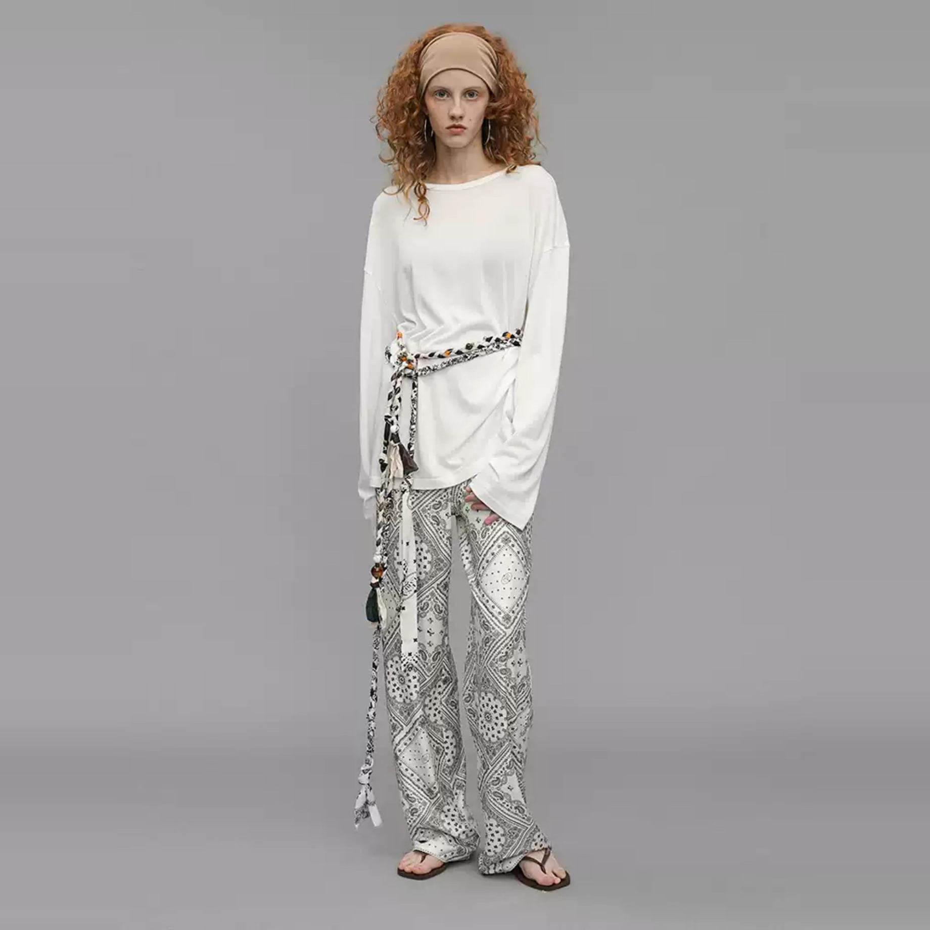 【折】Vena Label 天丝羊毛长袖上衣 复古腰果花印花针织休闲裤,淘宝优惠券,粉丝福利购,淘宝优惠卷