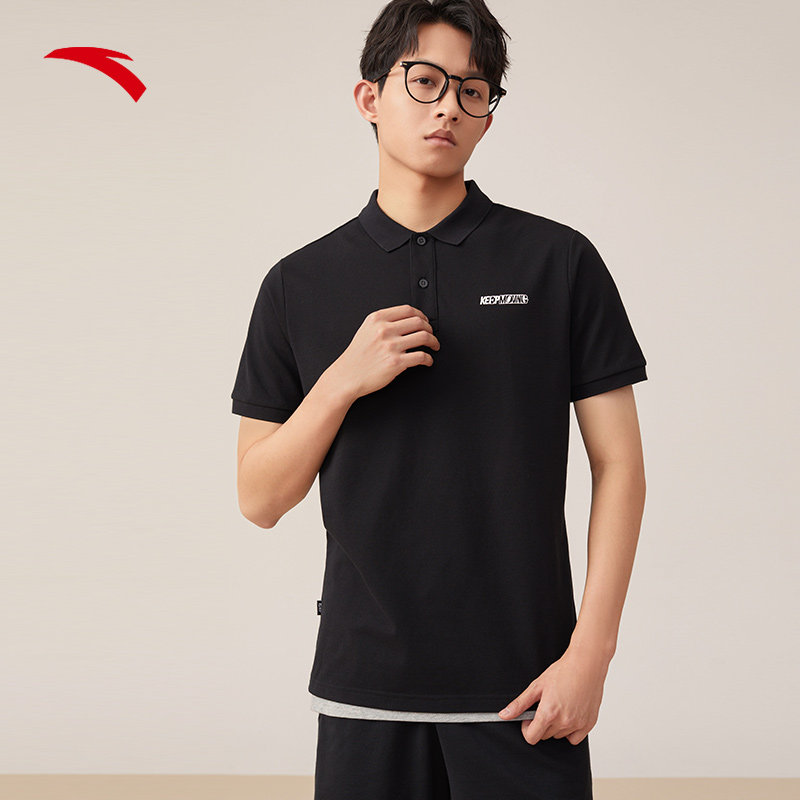 安踏简约短袖polo衫男2022羽毛球服 安踏跑步运动POLO衫