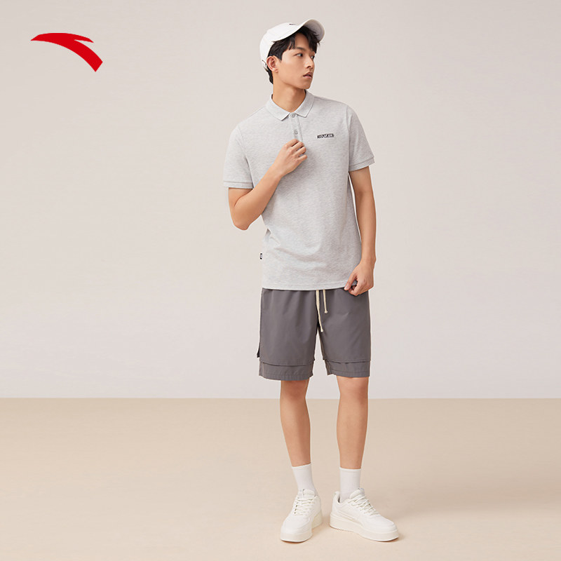 安踏简约短袖polo衫男2022羽毛球服 安踏跑步运动POLO衫