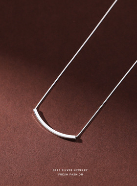 s925纯银项链简约时尚日韩方形管