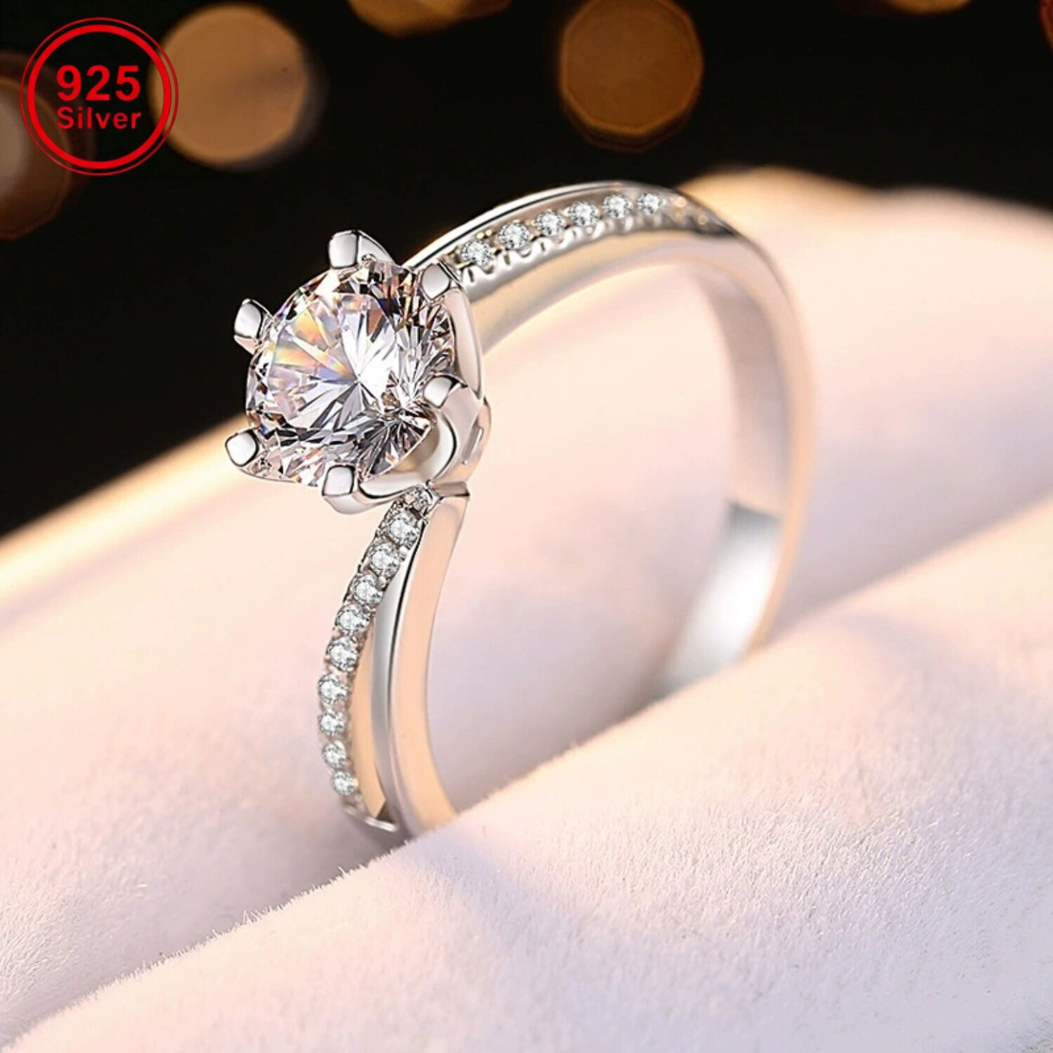 925 sterling silver ring support for women DIY personalized moissanite European and American fashion twisted arm six-claw stone ring support