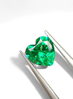 培育石榴石 心形沙弗莱绿YAG人造宝石裸石 项链首饰diy镶嵌用主石