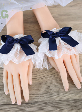 lolita花嫁蝴蝶结手袖腕饰蕾丝配饰洛丽塔花边女lo娘手袖