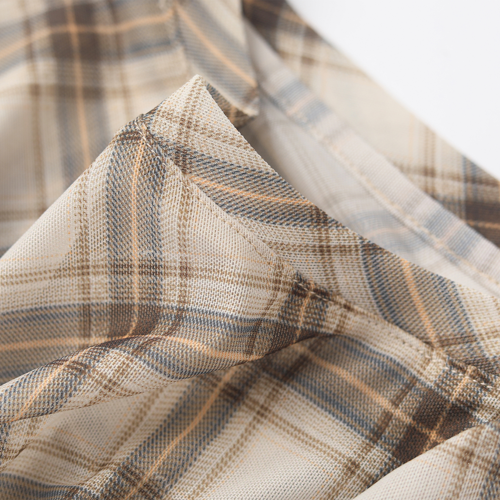 wana try格纹斜裁贴身柔软咖色打底衫2025夏季新款休闲女款上衣 - 图3