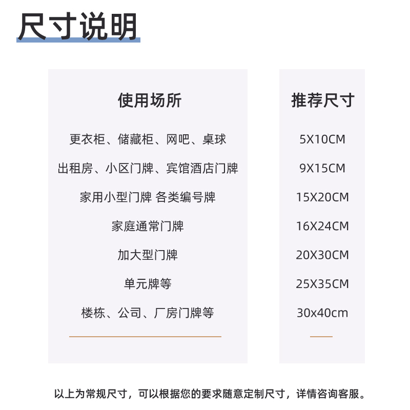 定制门牌家用不锈钢腐蚀铝板门号房号牌家庭号数字门牌街道楼号牌非金属小区单元楼牌栋层亚克力门牌牌匾订制 - 图2