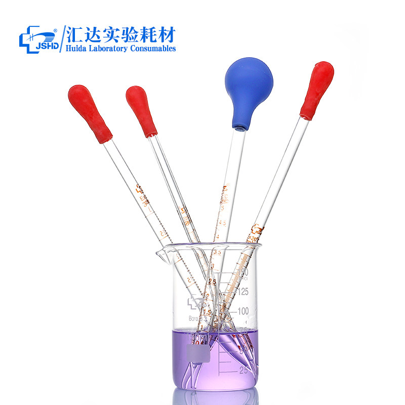 Glass graduated dropper with rubber tip dropper red rubber cap