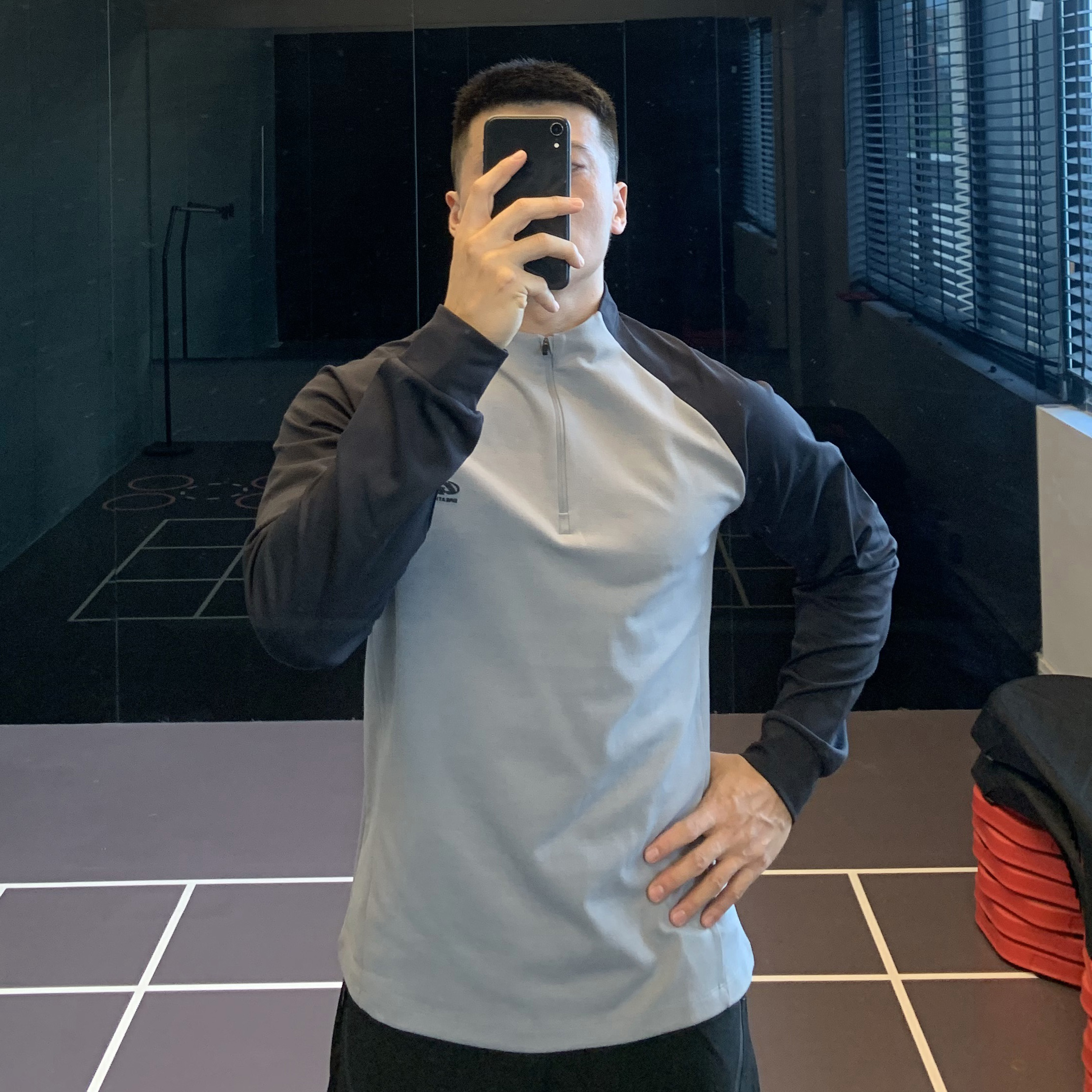 IRONTRAP半拉链速干运动t恤男士户外撞色长袖排汗健身衣服秋冬季 - 图2