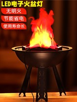 Wedding Chinese Props Charcoal Fire Simulation Fake Flame Decoration Fire Basin Furnace Bonfire Led Electronic Remote Control Resin Basin