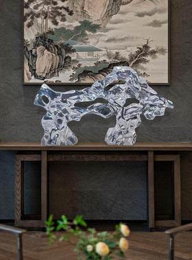 酒店客厅会所透明抽象雕塑落地摆件家居玄关太湖石艺术装饰品摆件