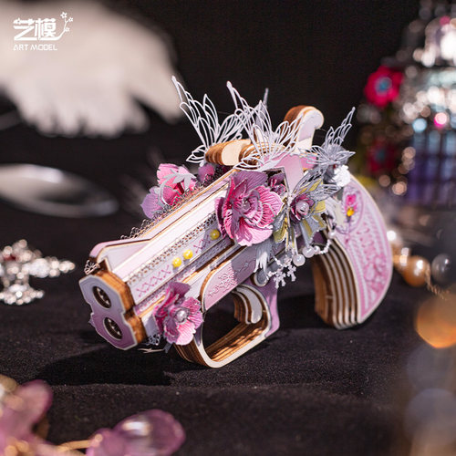 艺模掌心雷 仿真木质皮筋玩具枪立体拼图拼装积木模型拍照cosplay - 图2