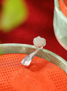 正品保真S990足银南红和田玉吊坠复古吉祥回纹如意红绳手链银手绳