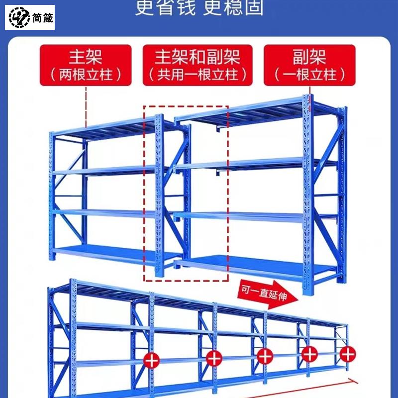 轻型仓储库房货架多层置物架家用地下室车库可调节拆卸角钢展示架-图2