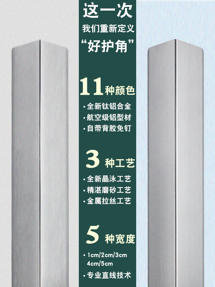 钛铝合金墙角保护条护角条护墙角自粘装饰客厅阳角防撞条包边直角-图2