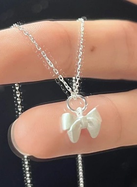 磨砂蝴蝶结项链森系胖mm学生质感简约ins锁骨链