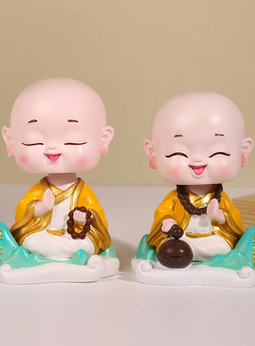 小和尚可爱树脂工艺品摆件沙弥佛祖办公禅意家居玄关装饰高级感