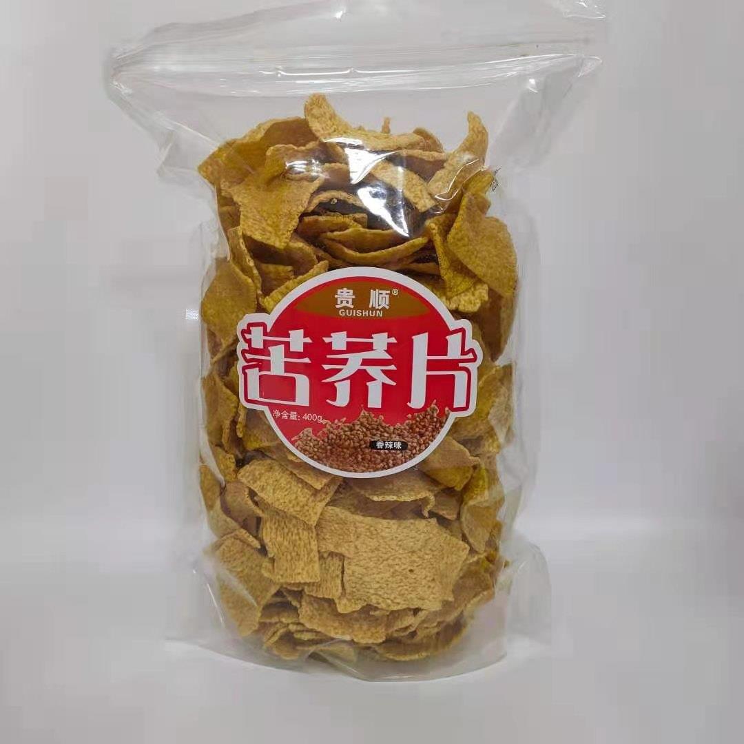 苦荞片零食荞麦锅巴脆片400g大袋网红粗粮干果膨化休闲追剧小吃 - 图1