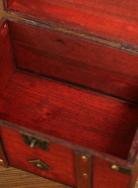 欧式复古木质带锁收纳盒家居储物箱木箱子装饰摆件密室逃脱道具