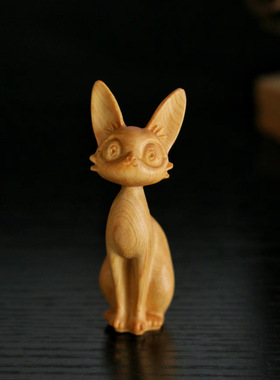 崖柏木雕刻卡通动物手把件优雅猫家居汽车装摆件装饰品工艺品