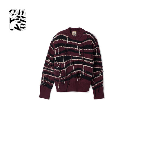 CAMPERLAB看步男女同款Knit条纹拼色时尚潮流长袖流苏保暖卫衣 - 图0