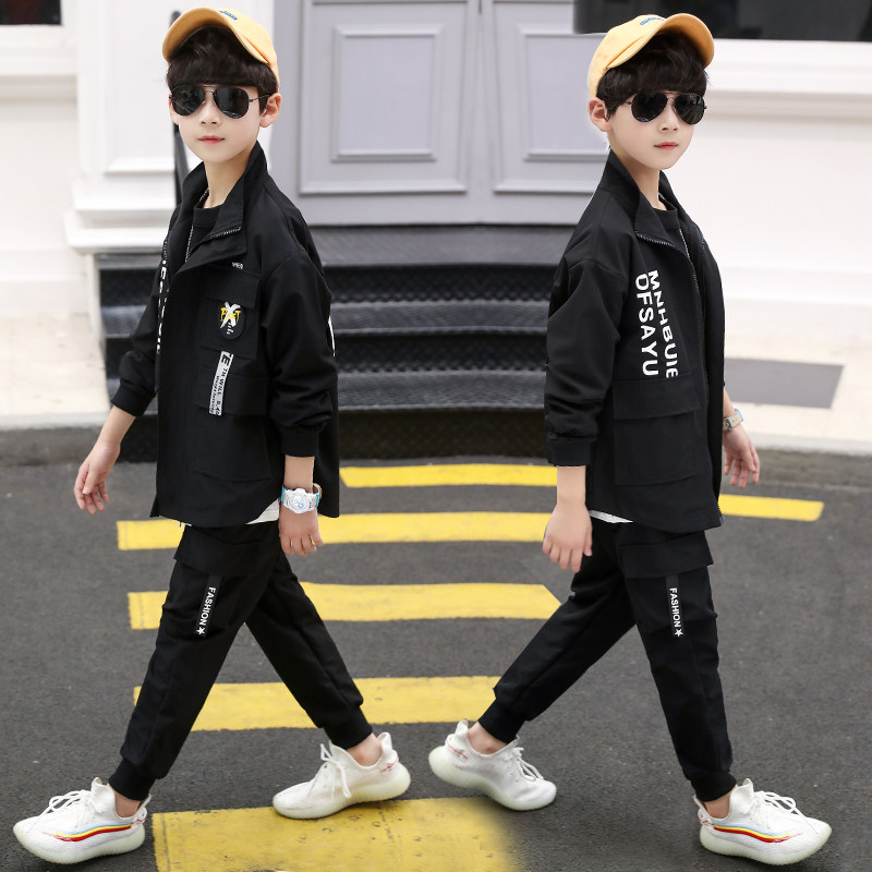 童装男童秋装三件套装儿童六7卫衣 樱罗莎套装