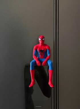 Spider Man！蜘蛛侠入户门把手装饰品坐姿摆件蜘蛛侠周边玩偶装饰